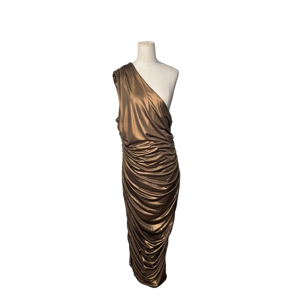 FASHION NOVA Kaelynn Metallic Midi Dress - Bronze - Picture 2 of 7